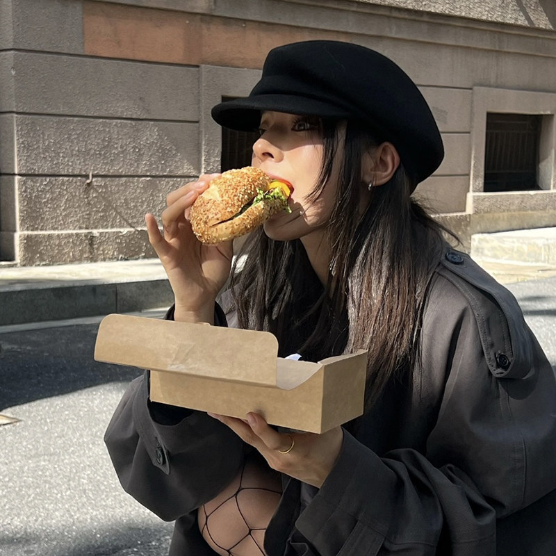 fever同款英伦风黑色小众贝雷帽子女秋冬显脸小羊毡帽毛呢画家帽,淘宝优惠券,粉丝福利购,淘宝优惠卷