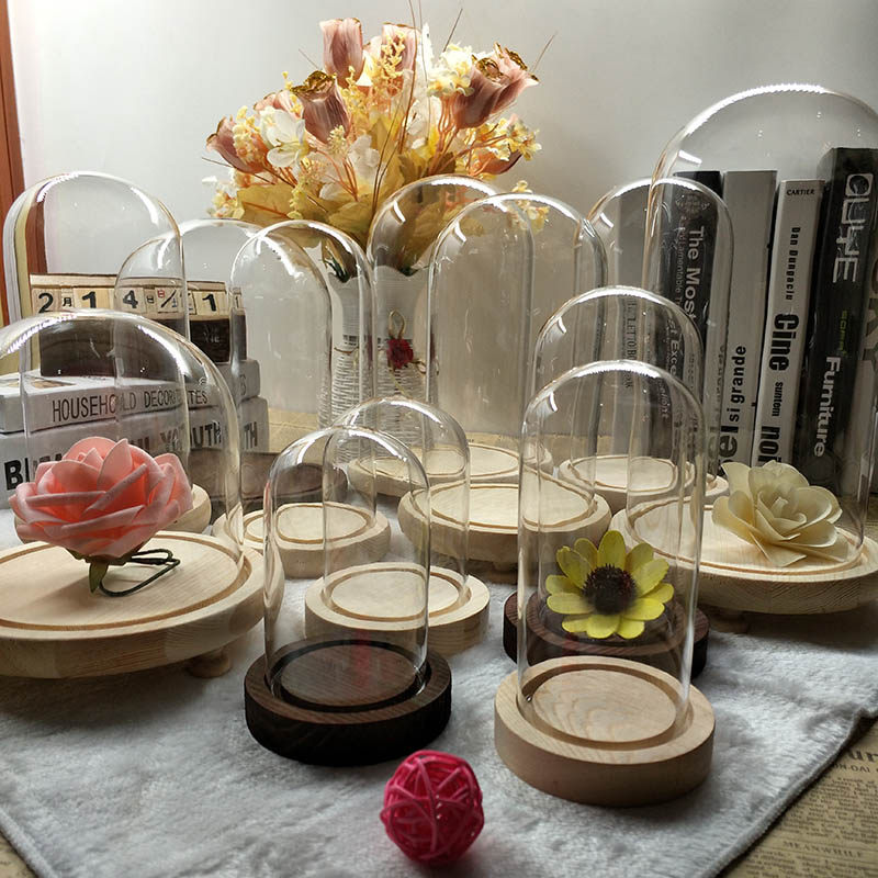 微景观手办手模永生花玻璃罩子透明摆件展示防尘罩diy材料