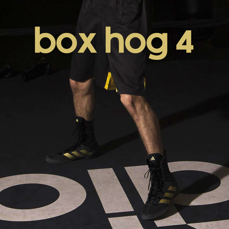 adidas阿迪达斯专业拳击鞋 box hog 4 HOG2男女高帮搏击训练鞋 - 图0