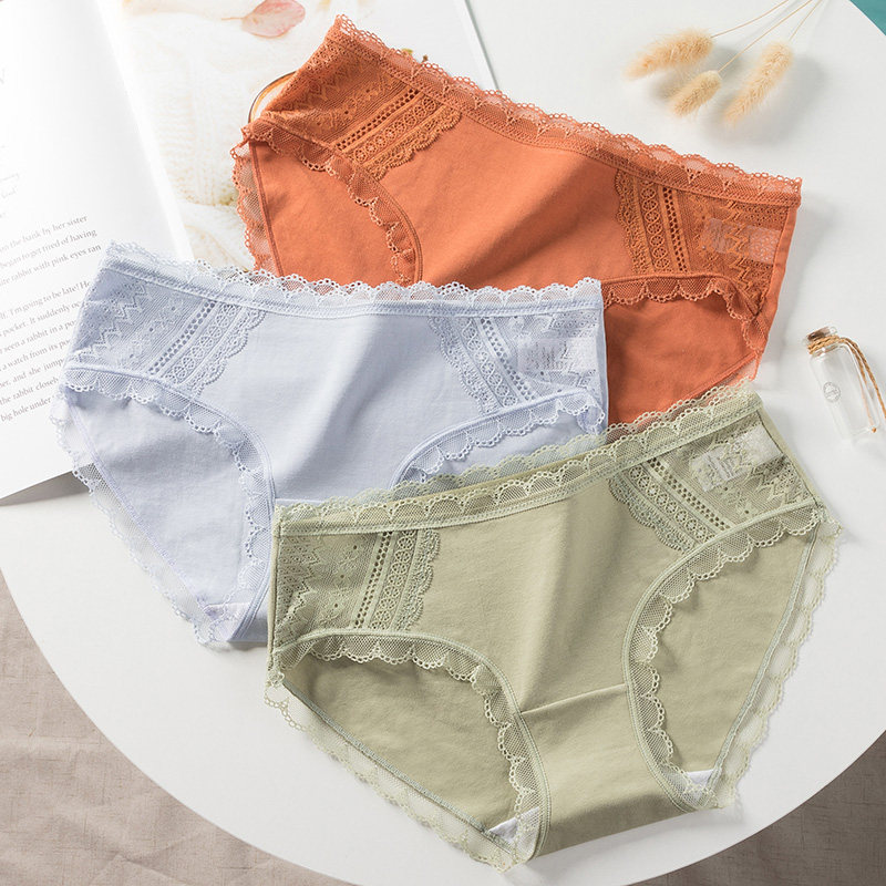 蕾丝内裤女士纯棉透气全棉裆短裤 音唯内裤