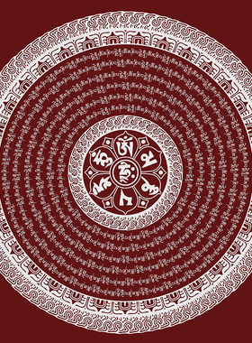 唐卡坛城描金涂色 六字大明咒涂色画手绘填色DIY画稿