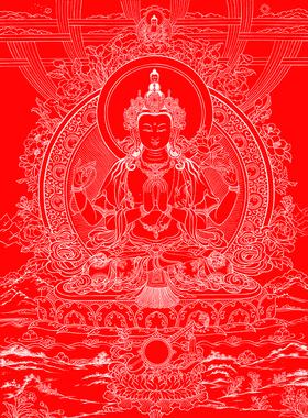 四臂观音唐卡手绘唐卡diy西藏