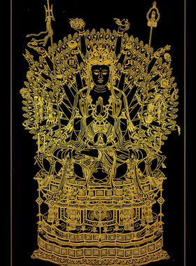 唐卡千手观音描金画稿DIY手绘填色唐卡白描图零基础画唐卡
