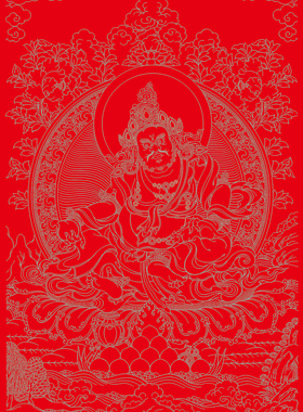 唐卡黄财神布面描金手绘填色DIY