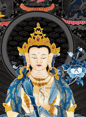 虚空藏菩萨唐卡|静心减压|唐卡描金|佛像涂色|DIY手绘填色装饰画