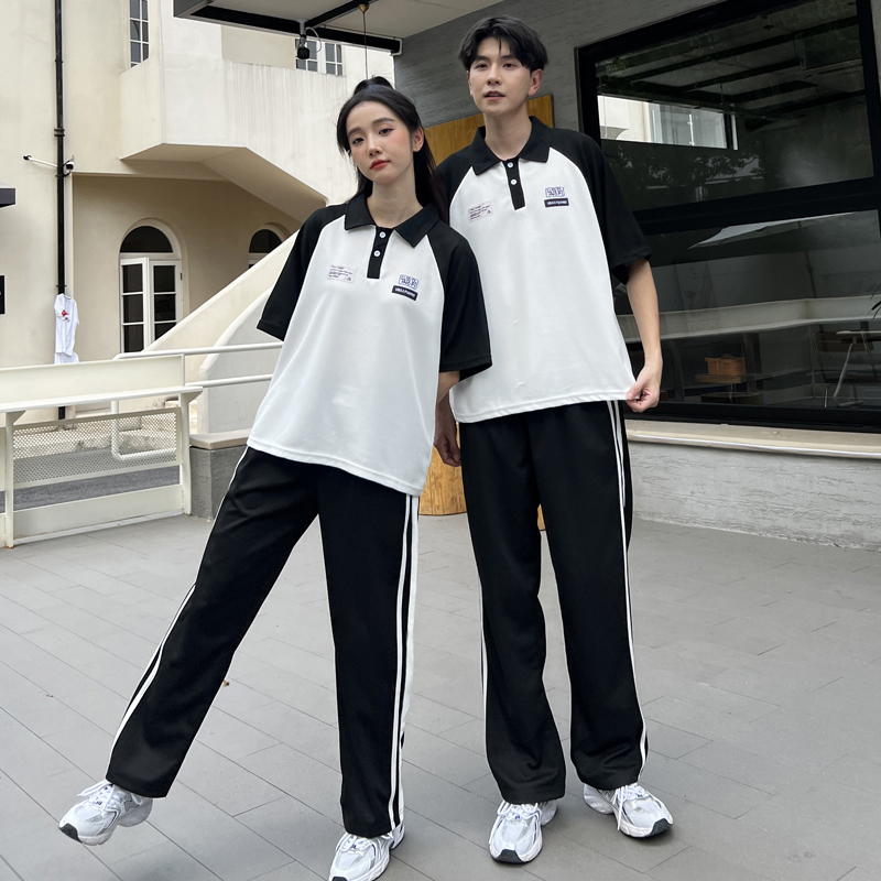 班服套装夏季学院风初中生运动会插肩袖polo短袖T恤中小学生毕业