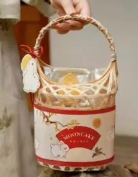 竹编中秋月饼竹篮中式礼品盒空盒