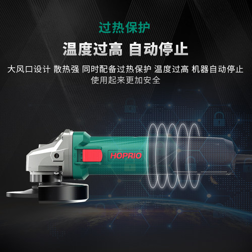 雷伦大功率工业级125电动工具1250W无刷变频角磨机220V打磨切割机 - 图1