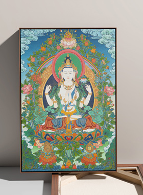 弥勒菩萨描金线稿纯棉油画布唐卡