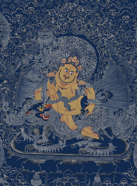 五色财神纯棉油画布唐卡描金
