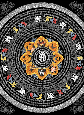 吉祥八宝坛城纯棉油画布唐卡描金