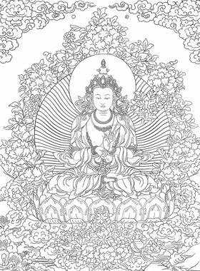 大势至菩萨纯棉油画布唐卡线稿
