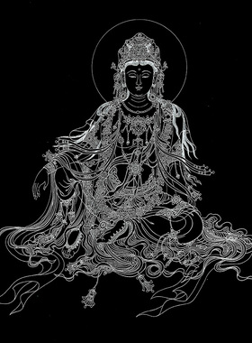 描金线稿热贡唐卡纯棉油画布西藏