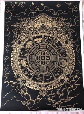 九宫八卦图线描稿手工diy镇宅