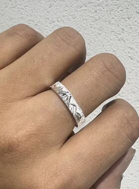 手工999纯银拉丝情侣对戒