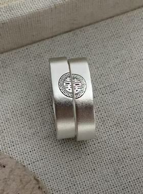 手工999纯银双喜拼接对戒di