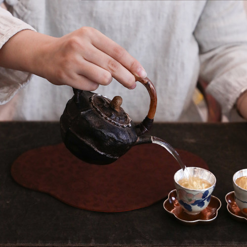 纯银时代玄古做旧泡茶壶纯银999防烫藤提梁手工精致银壶280ml大号 - 图2