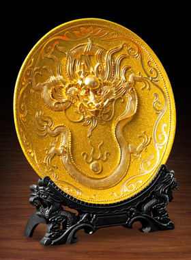 祥龙客厅新中式摆件漆线雕工艺品