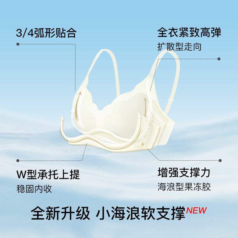 【陈都灵同款】ubras小海浪无痕内衣小胸聚拢收副乳文胸胸罩女士