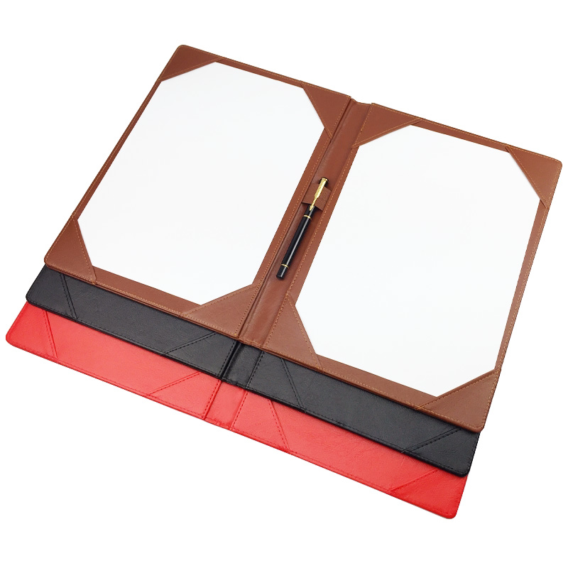 Business Folder Sign In Folder Leather Signing This High End Signing Ceremony This Contract Recitation Manuscript Folder A4 Multifunctional Splint Folder Leather Wallet Poetry Data Office Red Black Custom