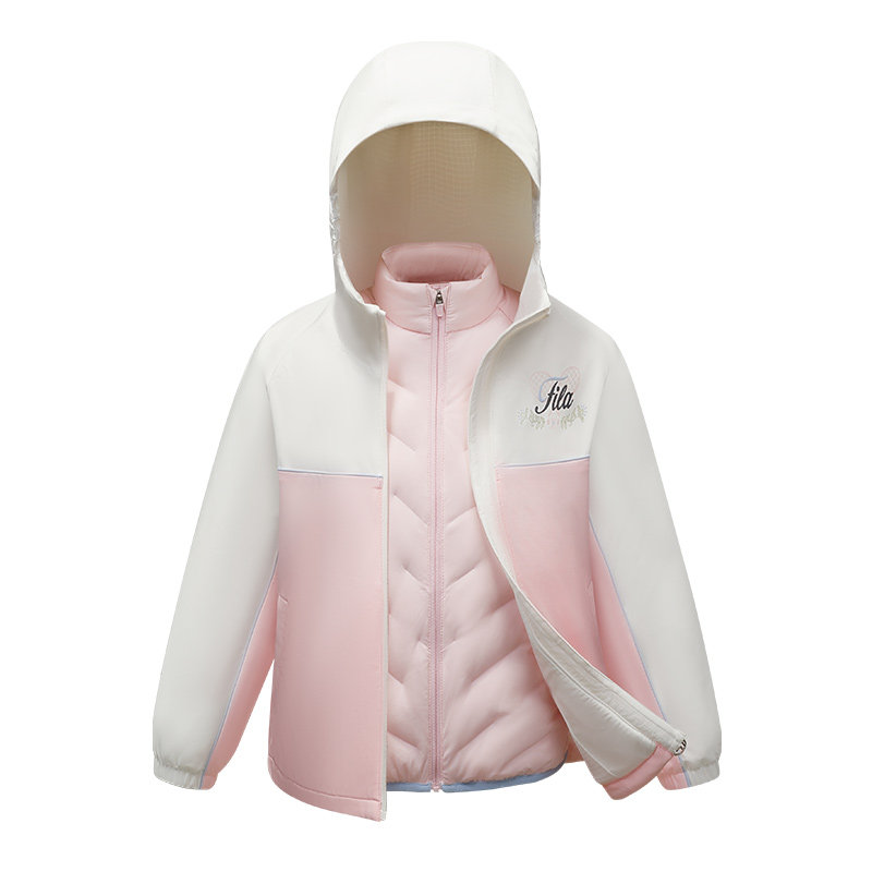 【斐护科技】FILA斐乐儿童羽绒服小童2025冬季女童外套加绒两件套,淘宝优惠券,粉丝福利购,淘宝优惠卷
