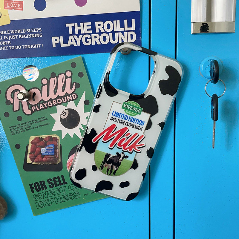 VA胜利大道“牛奶”美式复古双层全包印花手机壳适用iPhone16Promax苹果15 14原创小众高级创意,淘宝优惠券,粉丝福利购,淘宝优惠卷