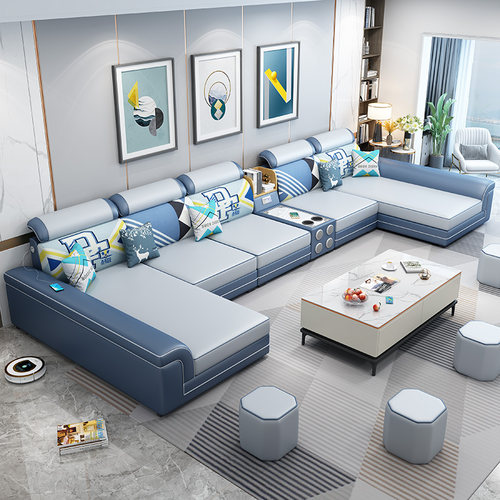 布艺沙发现代简约大小户型双贵妃U型2024新款客厅科技布沙发组合 - 图0