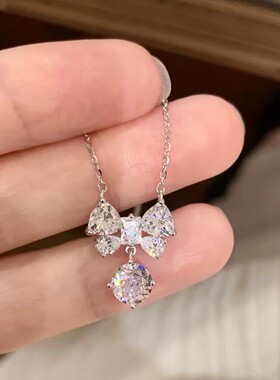 甜美轻奢蝴蝶结爆闪高级锁骨链