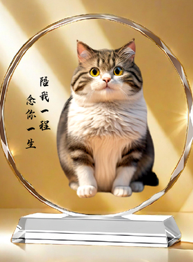 宠物画像定制宠物纪念猫咪狗狗玻璃画框手绘画像肖像画定制礼品