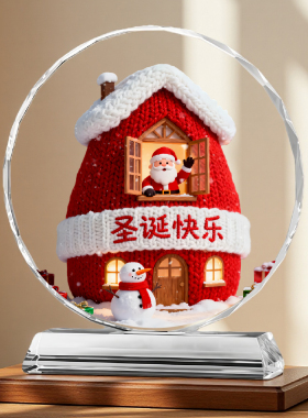 圣诞老人水晶装饰摆件可发光桌面客厅圣诞节装扮礼物道具
