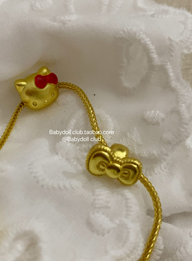 Kitty猫咪手链蝴蝶结手链轻奢百搭可爱手饰18k仿真999黄金配饰