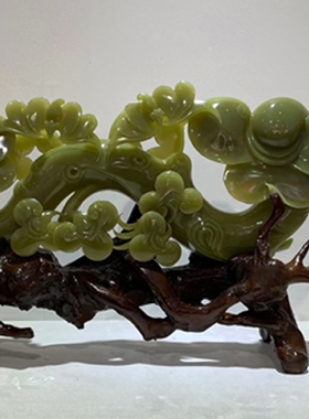 阿富汗天然玉石家居装饰如意摆件