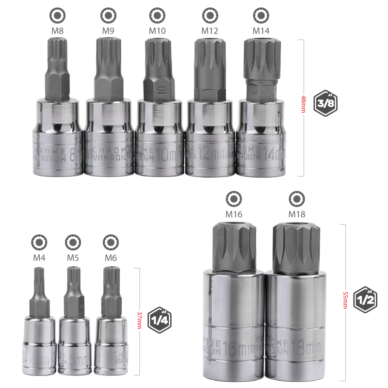 10件M型旋具套筒12花批头12角梅花批头M10M14M16大众汽修工具套装 - 图1