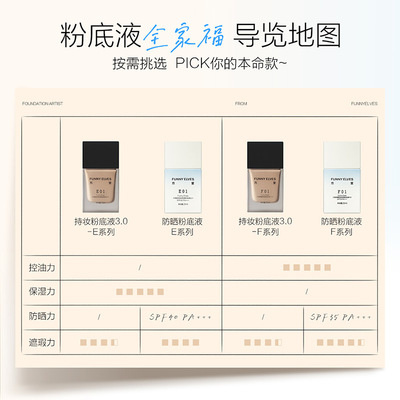 FunnyElves方里防晒粉底液轻薄服帖遮瑕持久不脱妆持妆油皮spf35