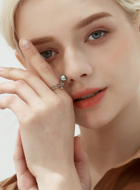 食指简约珍珠开口戒指女ins设计