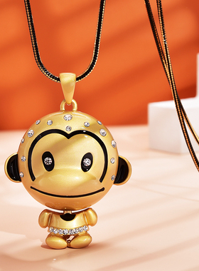 小猴子生肖吊坠长款高档毛衣链