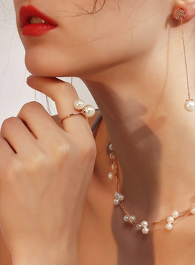 简约个性人造珍珠戒指关节百搭