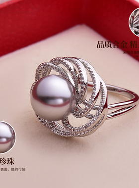仿珍珠戒指女轻奢高级感小众设计食指关节指环配饰品2025新款爆款