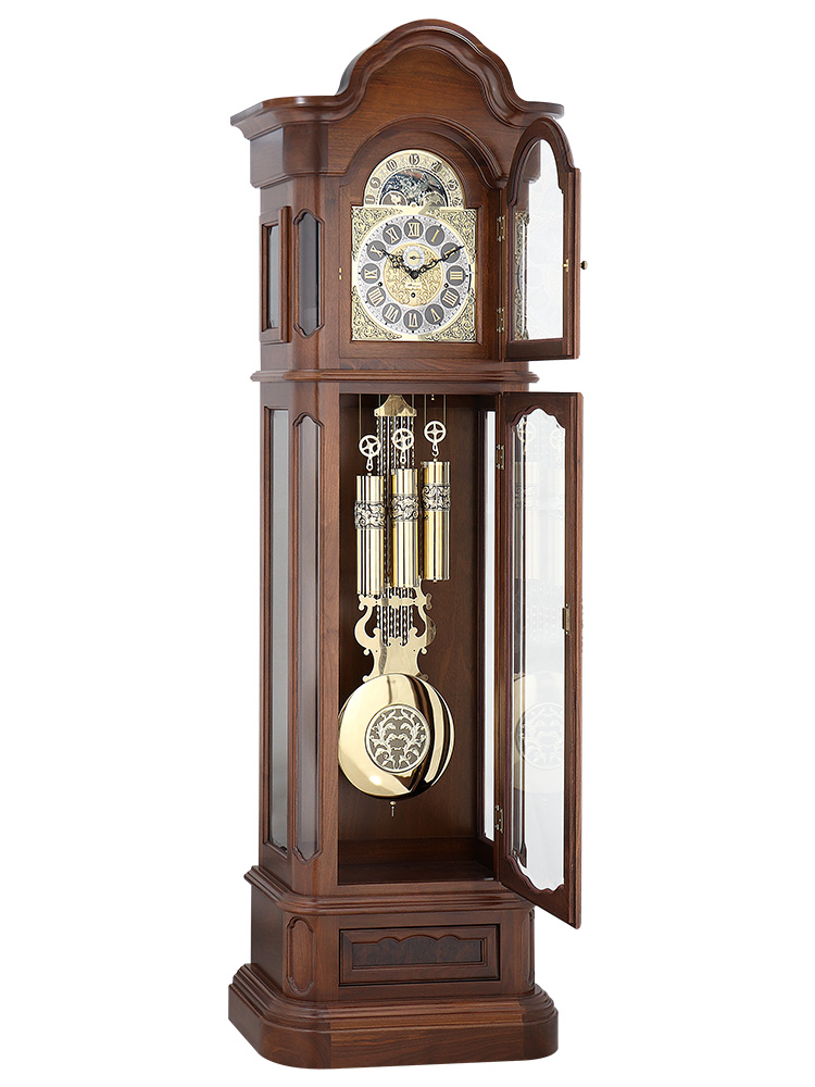 落地钟客厅家用机械座钟赫姆勒进口机芯坐钟复古实木钟表立式摆件-图0