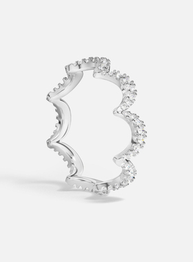 APM密镶波浪形银色戒指个性