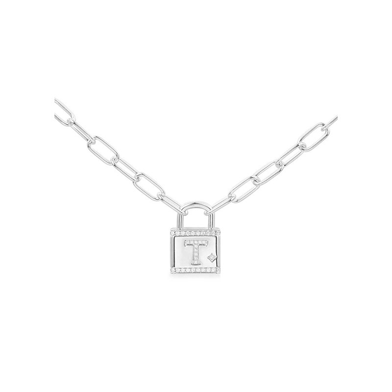 apm monaco银色字母爱情锁锁骨链 APM Monaco项链