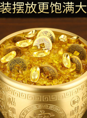 黄铜米缸百福铜缸招财聚宝盆摆件存钱罐家居客厅中式装饰开业礼品