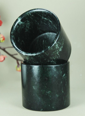 天然藏玉药王石直筒玉茶杯强磁健康长寿茶具客厅摆件蛇纹石玉杯子