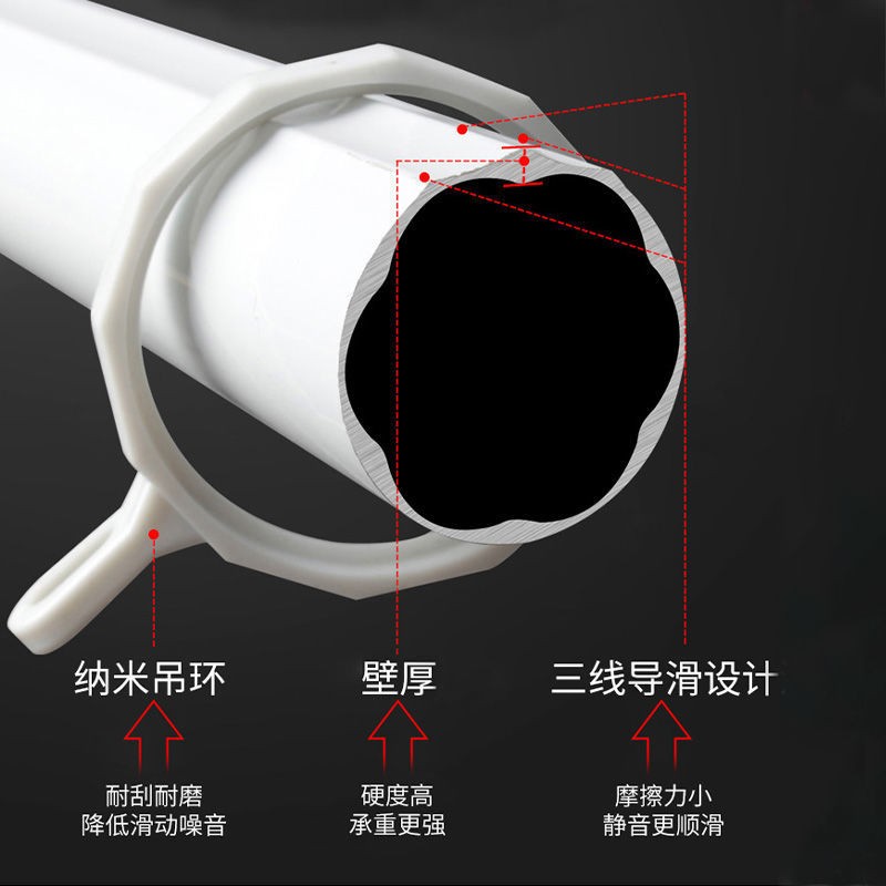 特厚窗帘杆铝合金罗马杆静音单双顶侧支架超加厚粗全套送配件整根 - 图0