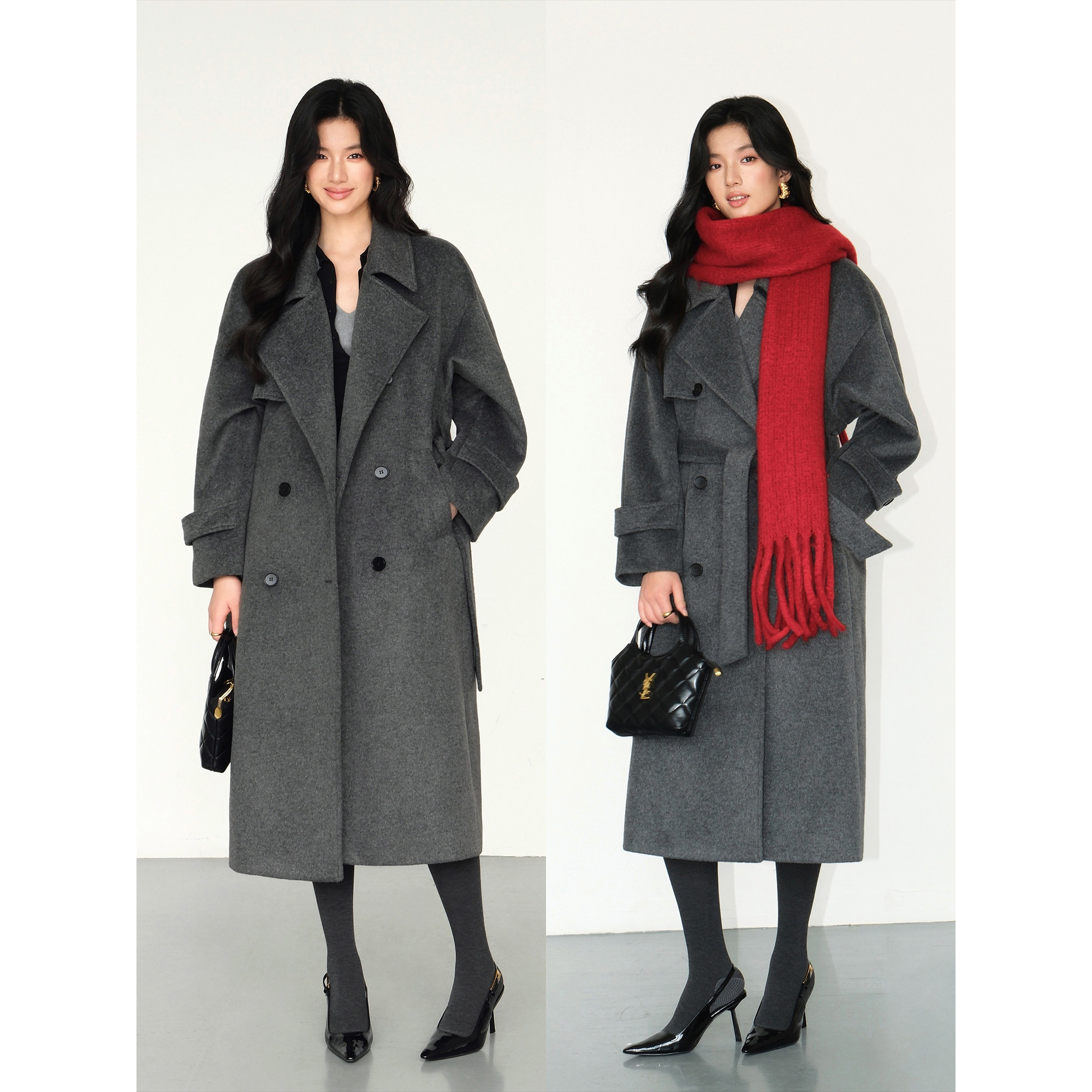 NEVA HU【现货7折】毛呢外套女高级感气质收腰中长款风衣呢子大衣,淘宝优惠券,粉丝福利购,淘宝优惠卷