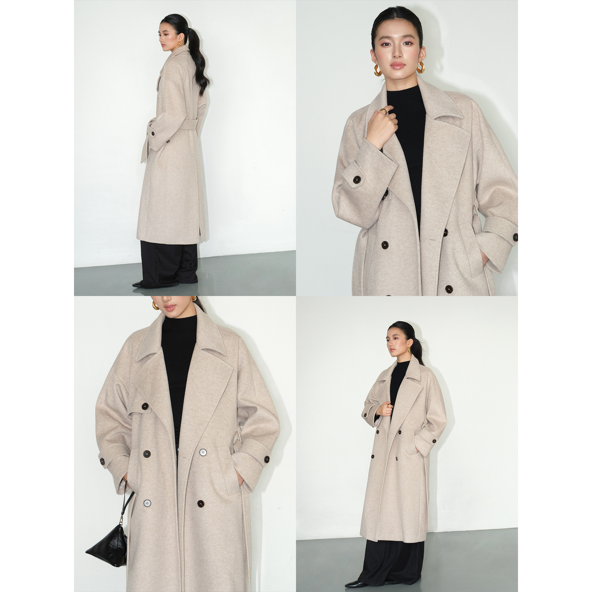 NEVA HU【现货7折】毛呢外套女高级感气质收腰中长款风衣呢子大衣,淘宝优惠券,粉丝福利购,淘宝优惠卷