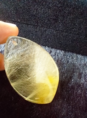 金发晶吊坠男女无事牌 天然发晶钛晶吊牌挂件水滴平安牌项链全净