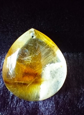 金发晶吊坠男女无事牌 天然发晶钛晶吊牌挂件水滴平安牌项链全净