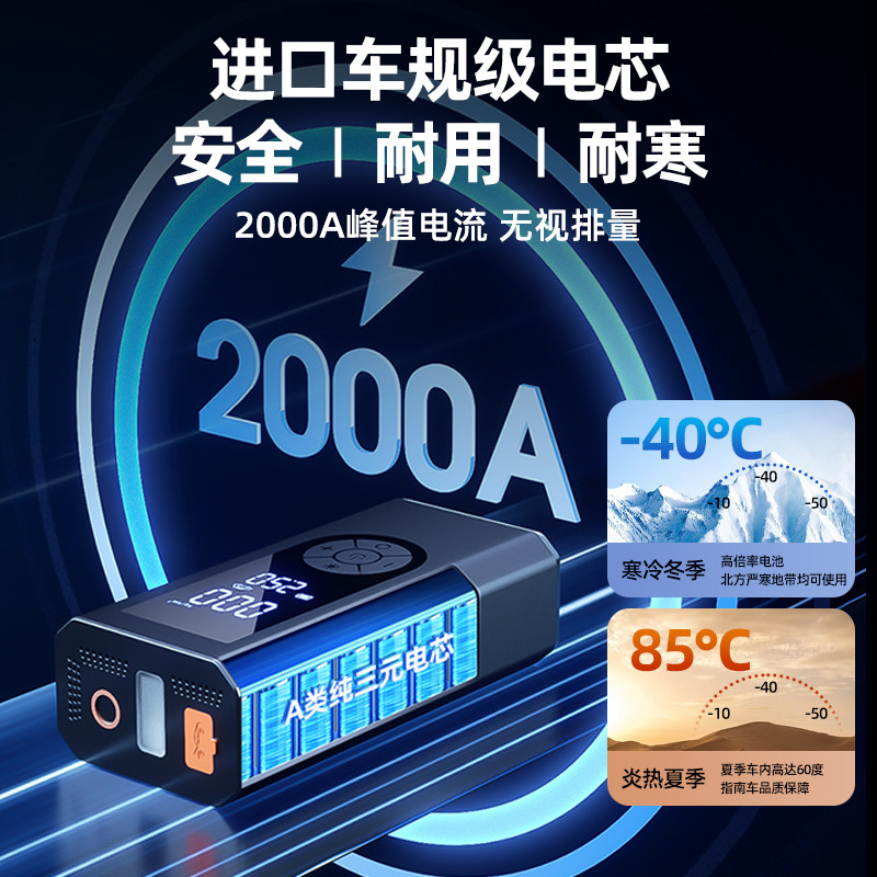 车载充气泵汽车应急启动电源一体机适用小米汽车电瓶强启动搭电宝