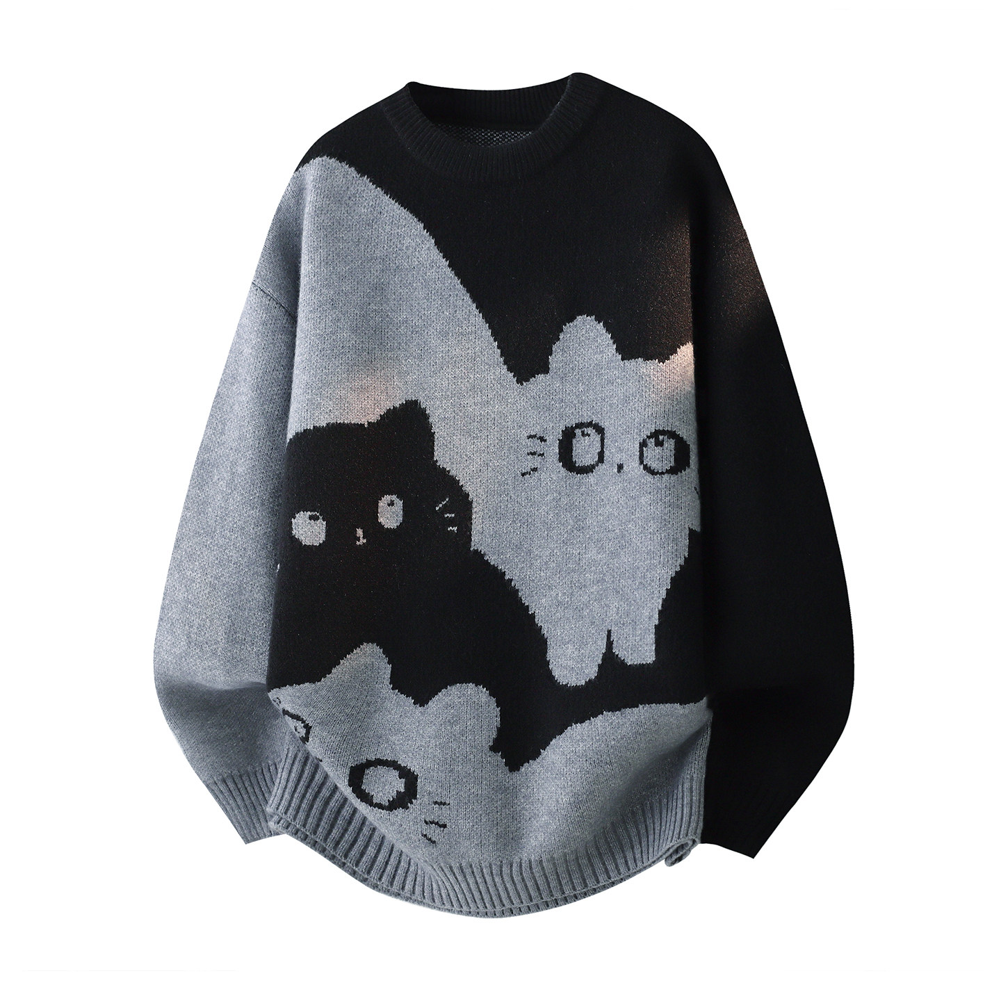 拉夏贝尔猫猫童趣设计感毛衣冬季圆领加绒男针织衫可爱情侣装新款,淘宝优惠券,粉丝福利购,淘宝优惠卷